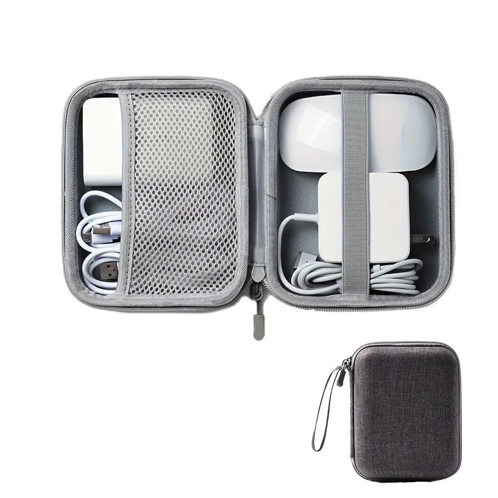 ODM Custom Small Size Zipper Oxford Square Bag Personal Portable Case for Earphone Earbud New Design with EVA Carrying Straps