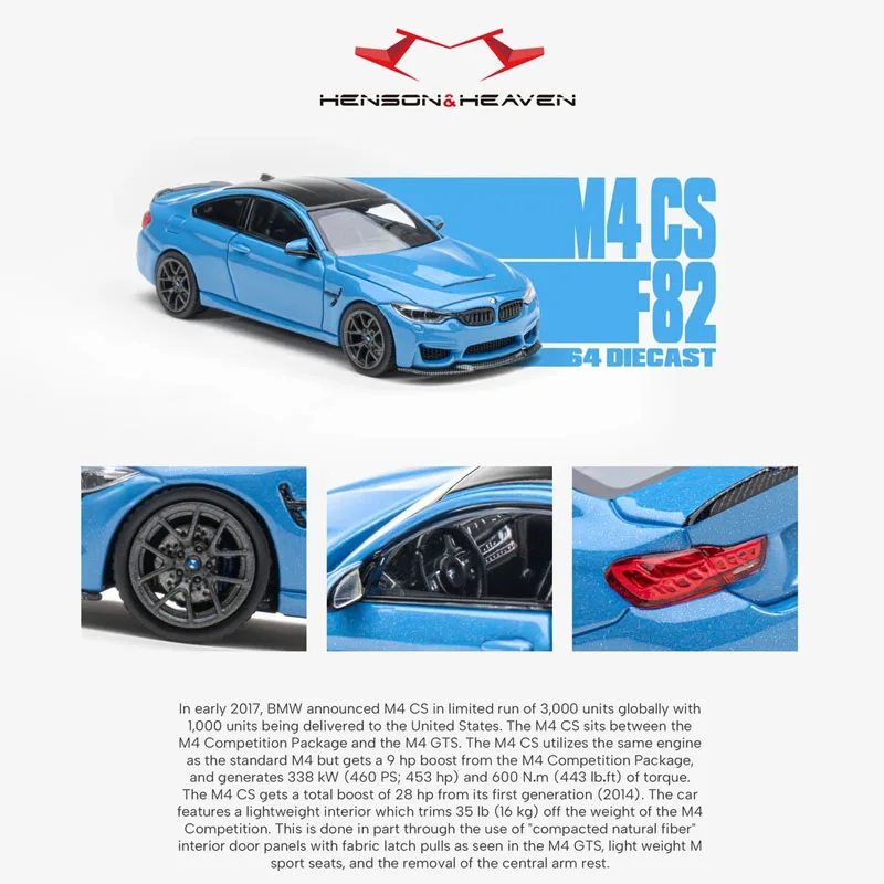 New In Stock Hh Model 1:64 Bmw F82 M4 Cs Diecast Model Limited