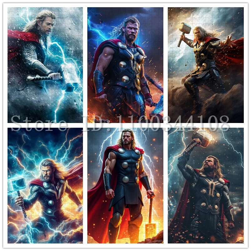 

300/500/1000 шт. Пазлы Marvel Thor для мальчиков, уникальные подарки, хобби ручной работы, интеллект, игрушки для снятия стресса
