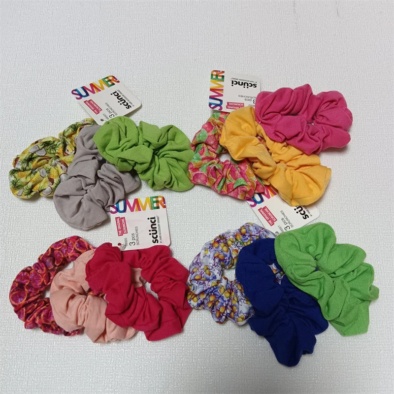 Fruit Print Hair Ties Set of 3 No Damage to Hair Cute Bow Rings Hair Accessories Sweet Style Affordable Price