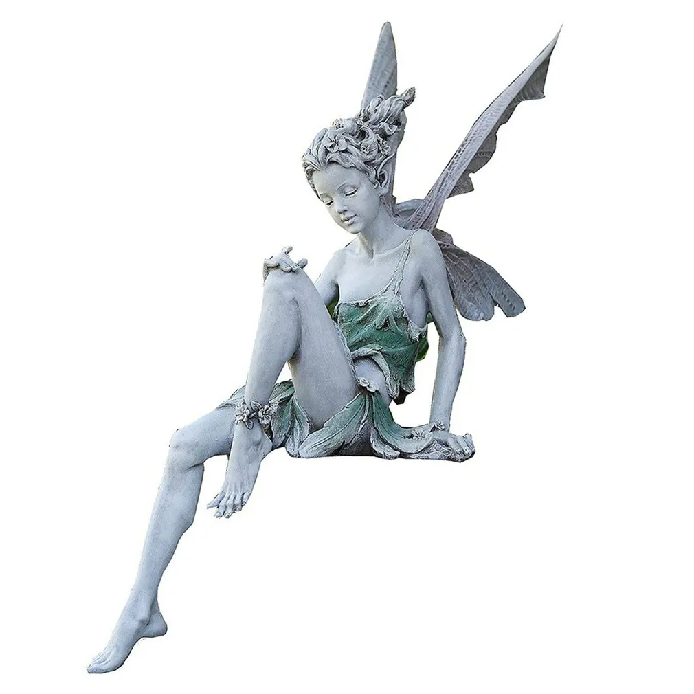 Hot 2022 Flower Fairy Statue Ornament Figurines With Wings Outdoor Garden Resin Craft Landscaping Yard Decoration Fast Delivery