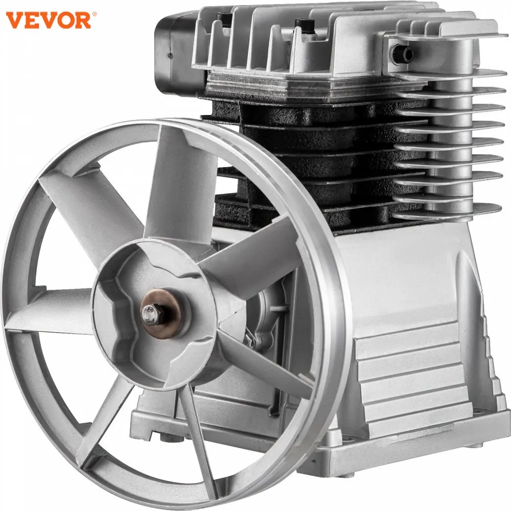 VEVOR Air Compressor Pump Industrial Compressor Head Pump Motor 1300RPM High-Spped Single Stage Twin Cylinder Aluminum