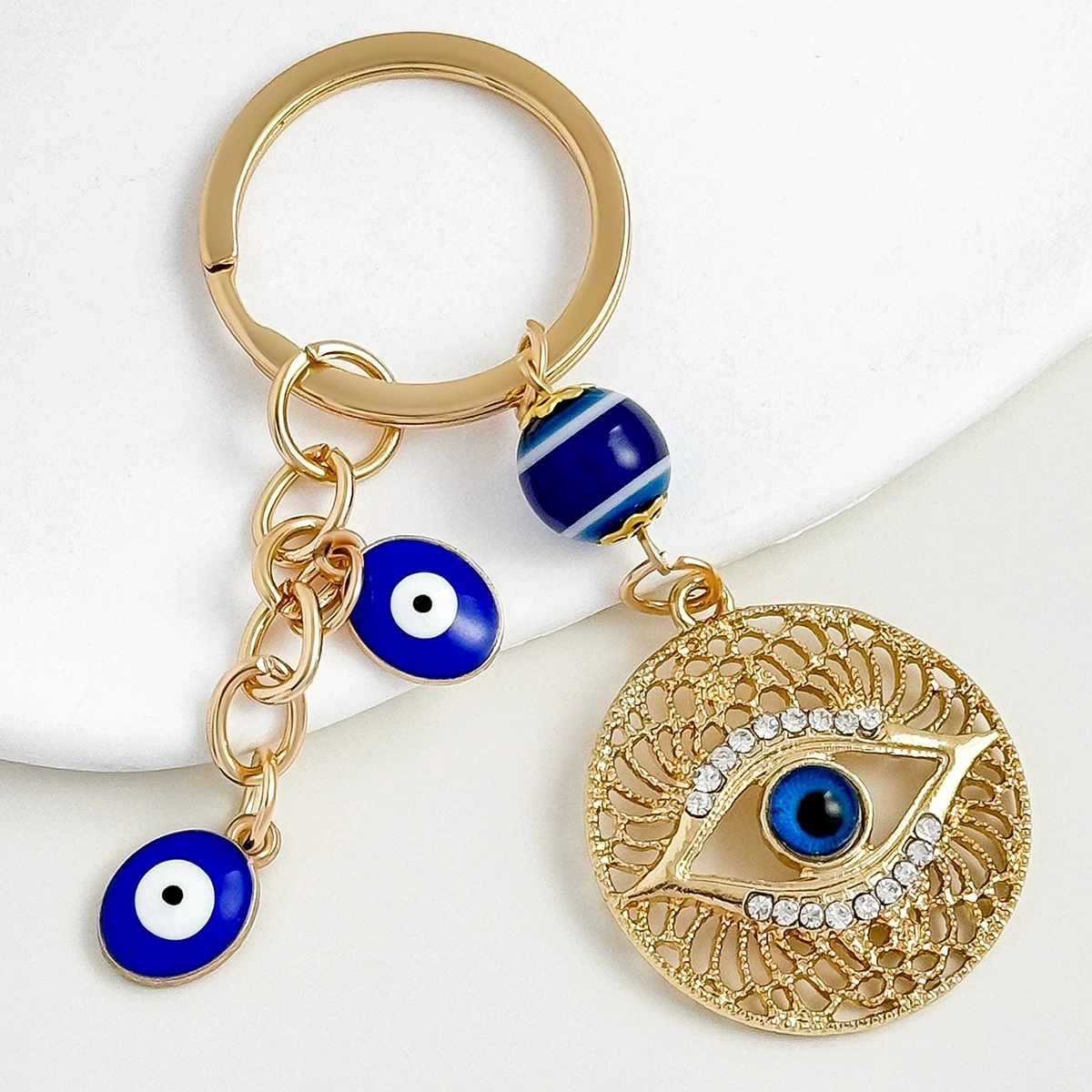 Brilliant diamond set blue eyes devil's eyes tassel key chain Türkiye style accessories bag pendant