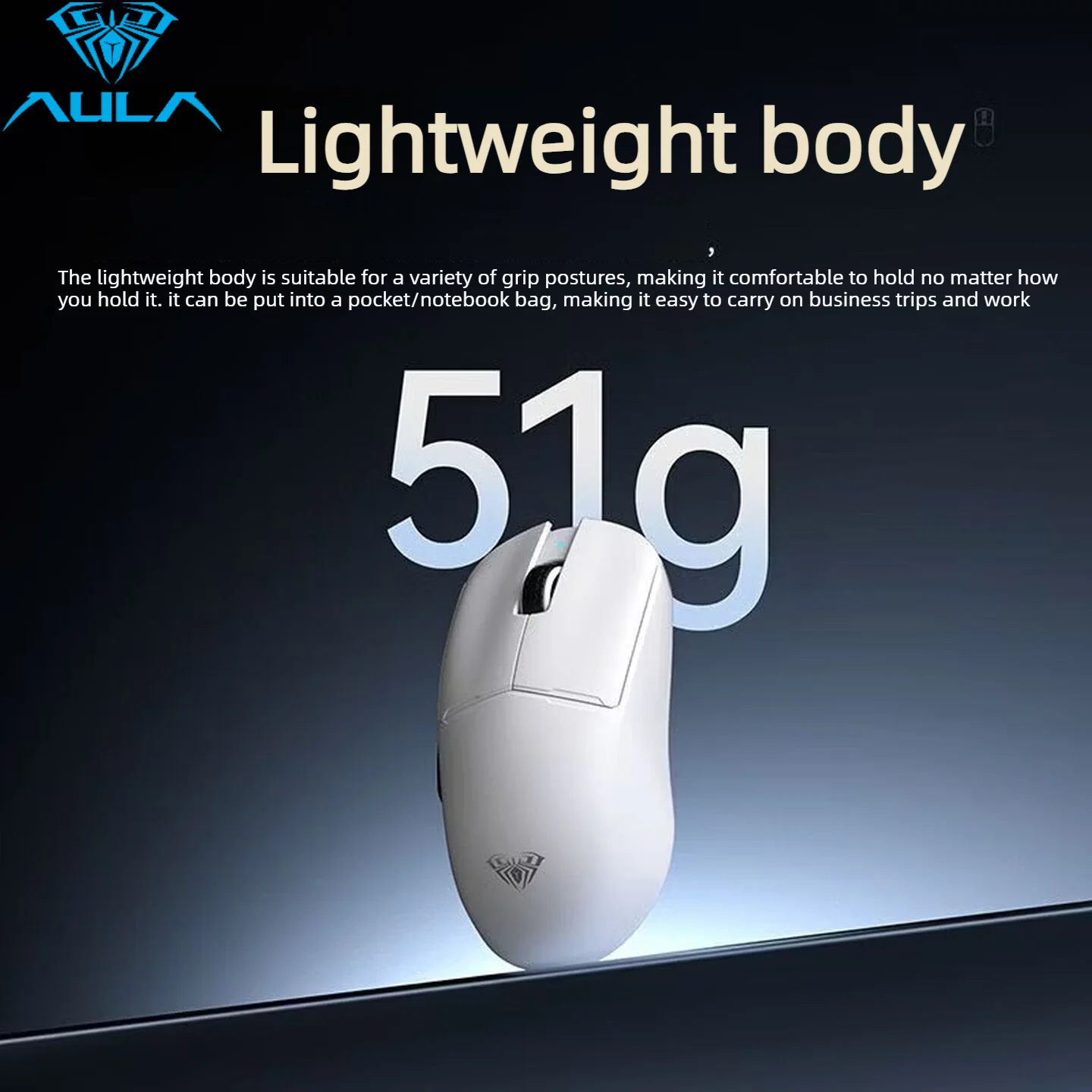 AULA Tri-mode Wireless Gaming Mouse 59g Ultra Lightweight PAW3395 RGB Macro Programmable Ergonomic Esports Mouse 2.4G Bluetoo
