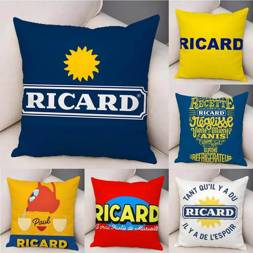Hot Wine Logo R-ricard Cushion Cover Plush Decorative Pillow Case With Hidden Zipper Fashion Room Decor For Home