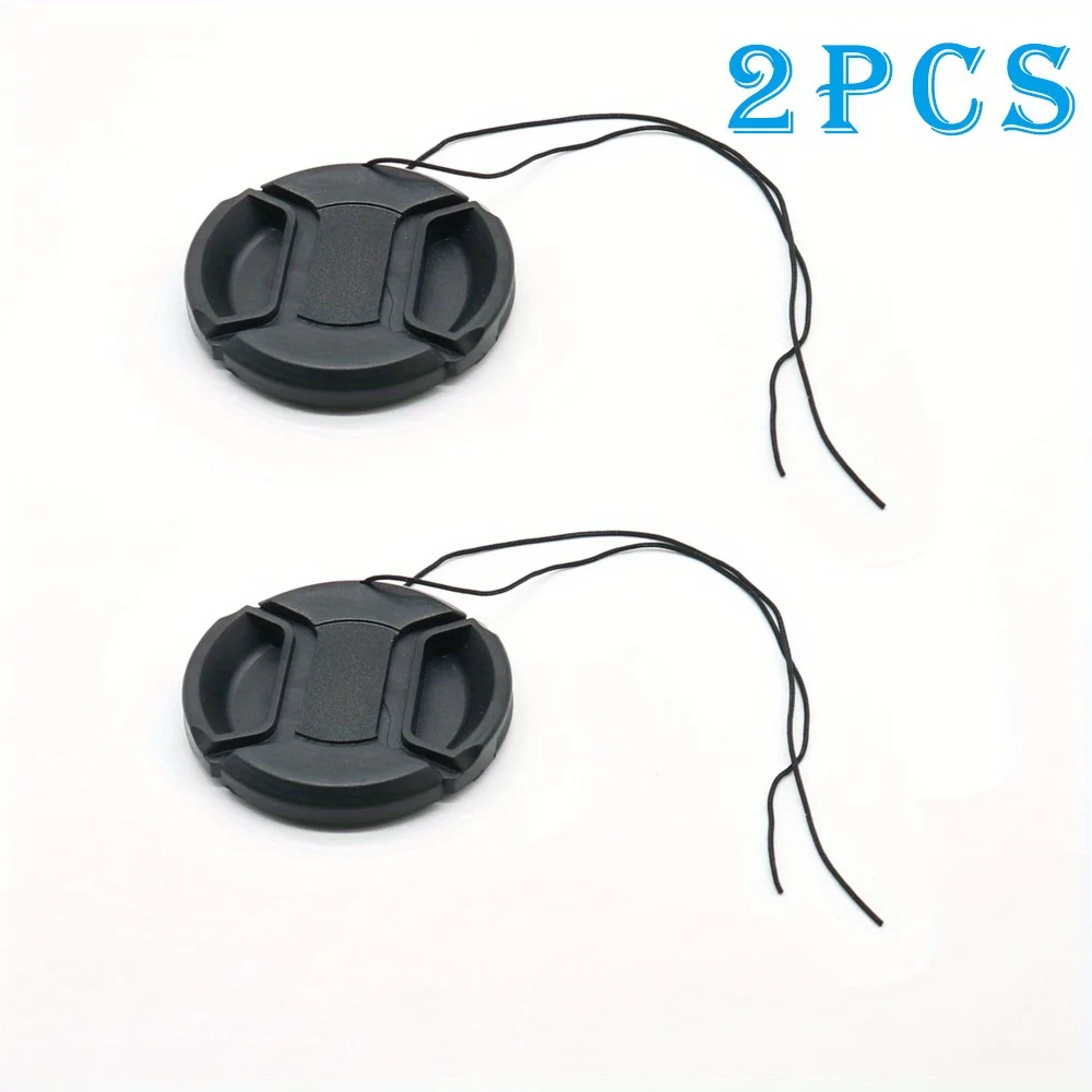 2PCS 49mm Lens Cap Center Pinch Snap On Front Cover String for Canon Nikon Sony Canon