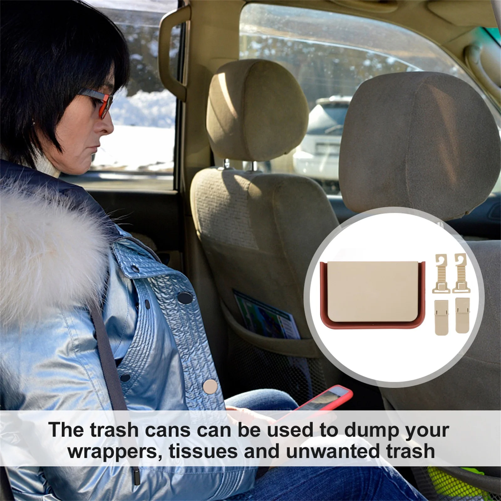 

Car Trash Can Leak Proof Foldable Automotive Garbage Bin for Vehicle Interior Storage Organizer Compact Dustbin Hanging Waste