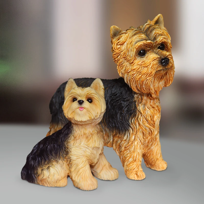 Yorkshire Terrier Simulation Dog Model Car Pendulum Home Collection Gifts Figurines Miniatures Decoration Crafts Gift Accessory