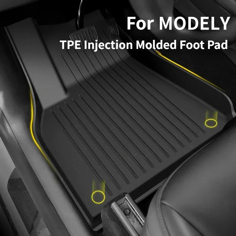 For Tesla Model Y 2021-2024 LHD Floor Mats TPE Front Rear Spare Box Pads Tail Box Pads Waterproof Trunk Mats Car Accessories