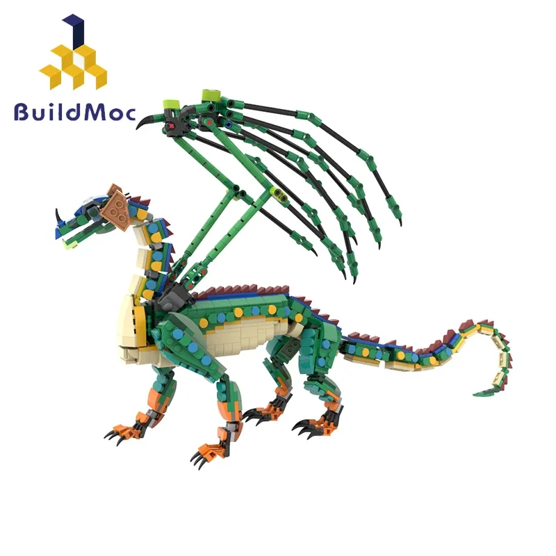 

BuildMoc Winged of Fires RainWing Dragon Building Blocks Set Ideas Flying Dragon Bricks Model Toy for Children Gifts