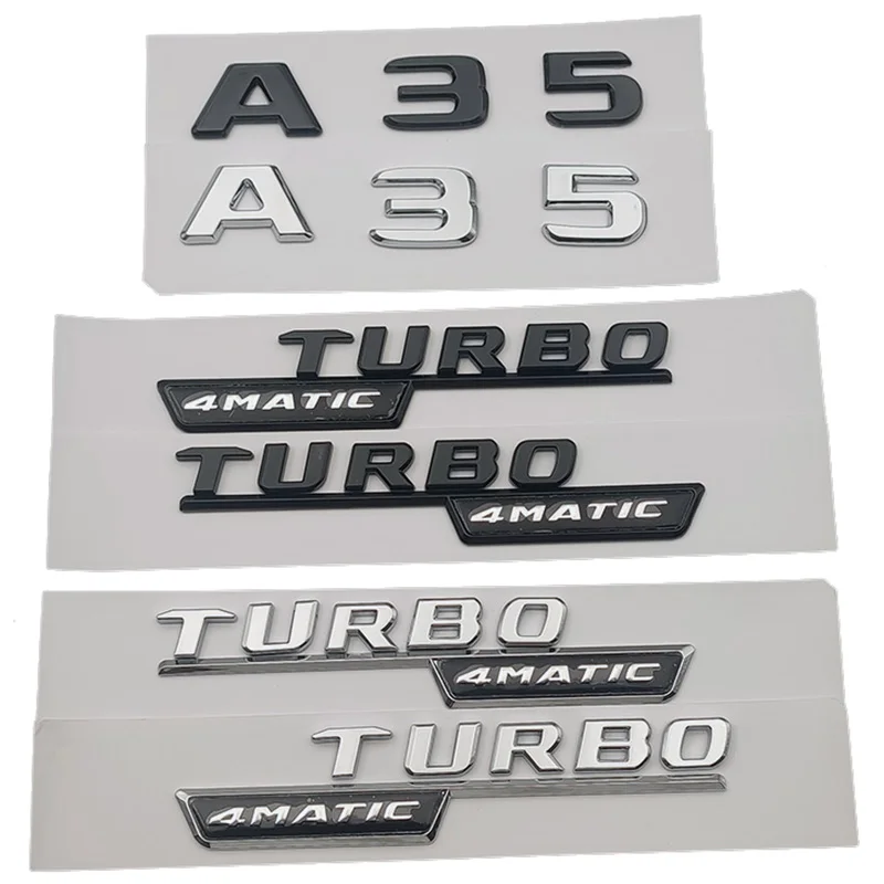 

3D ABS Black Car Rear Trunk Badge Sticker Fender Side Logo A35 Turbo 4matic Emblem For Mercedes A 35 AMG W176 W177 Accessories
