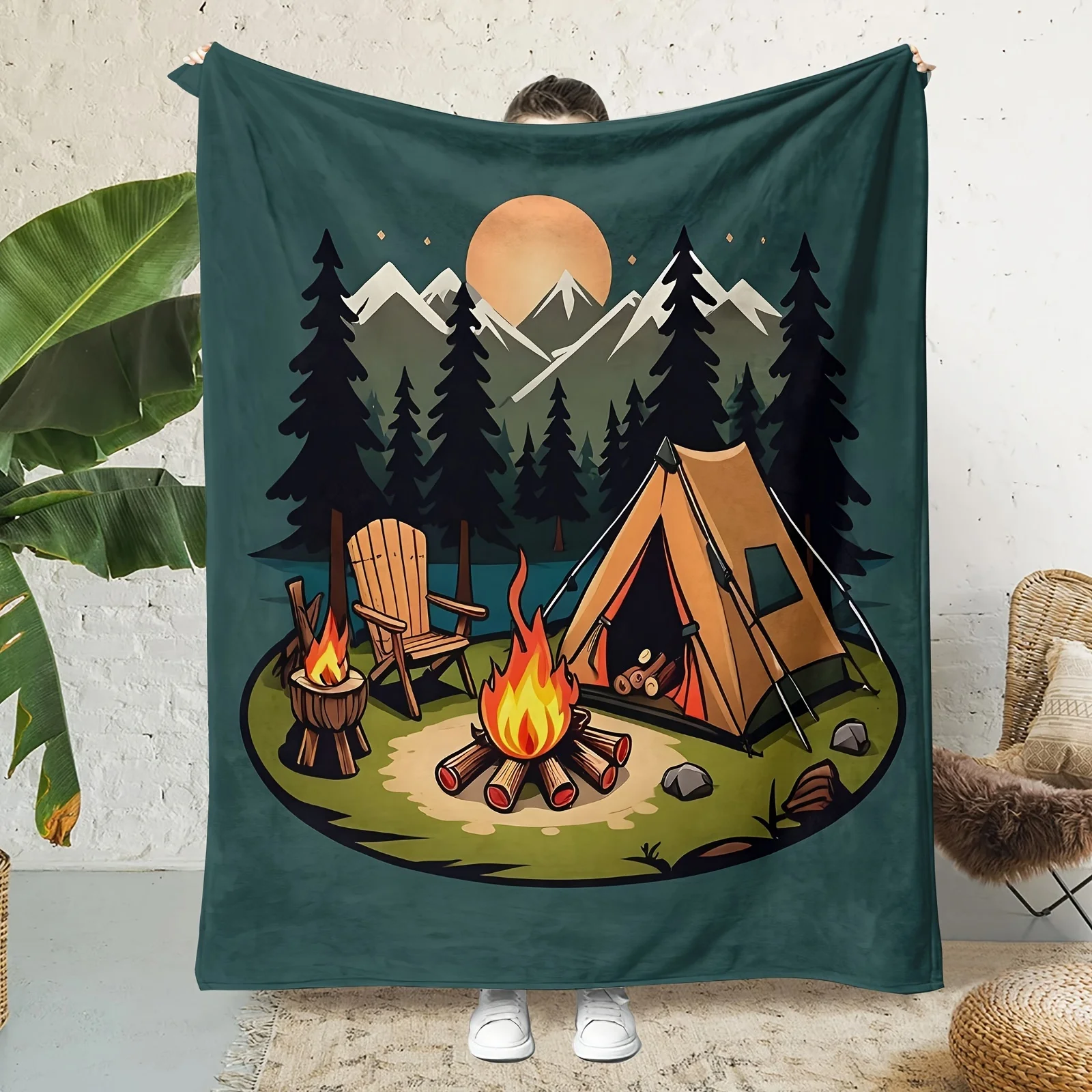 

"Camping Adventure Fleece Blanket, Soft Cozy Throw for Outdoor Lovers, Unique Gift Idea for Travelers, Perfect Home Decor"
