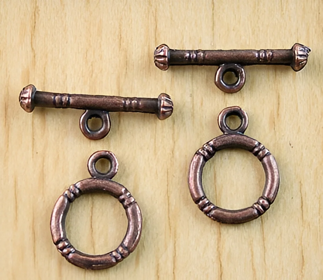 

20sets 12mm, bar 20mm , hole1.2mm Alloy matel antiqued copper round toggle clasps HWH2193