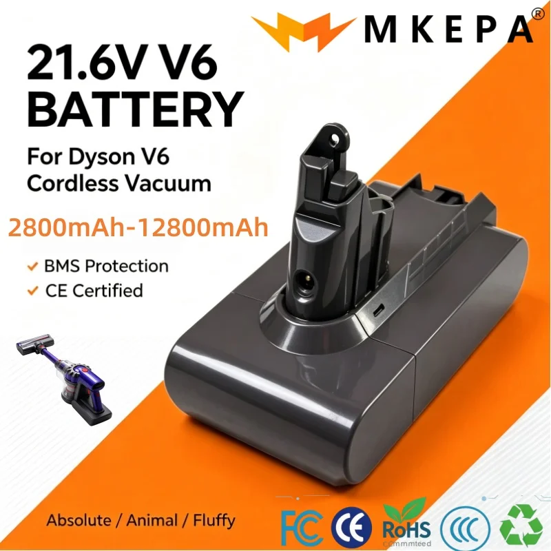 For SV09 SV10 SV11 Handheld Vacuum Cleaner For V6 2800mAh‑12800mAh Lithium‑ion Rechargeable Replacement Battery