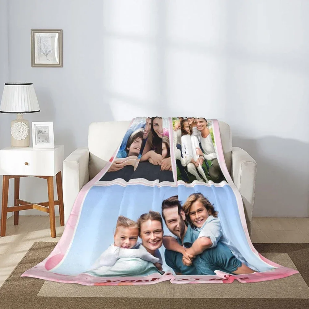 JISHUIWH Custom Blanket with Photos Text Personalized Flannel Throw Blankets Customized Bedding Throw Blanket Custom Gifts