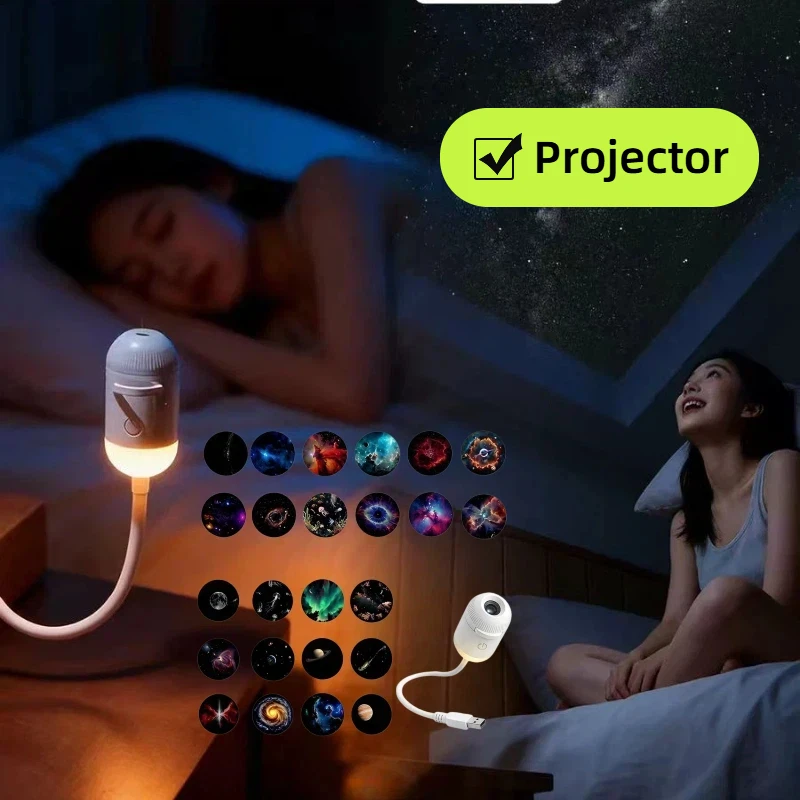 2 In 1 Mini Starry Sky Projector Creative Night Light 10 Films Starry Sky Ambient Light For Home Decoration Children Night Light