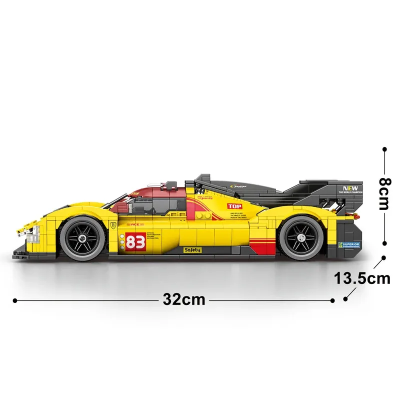 1370pcs 499P Yellow Supercar Building Blocks 1:16 Technical City Sport Speed Racing Car Model Bricks Toys for Kids Adults Gifts
