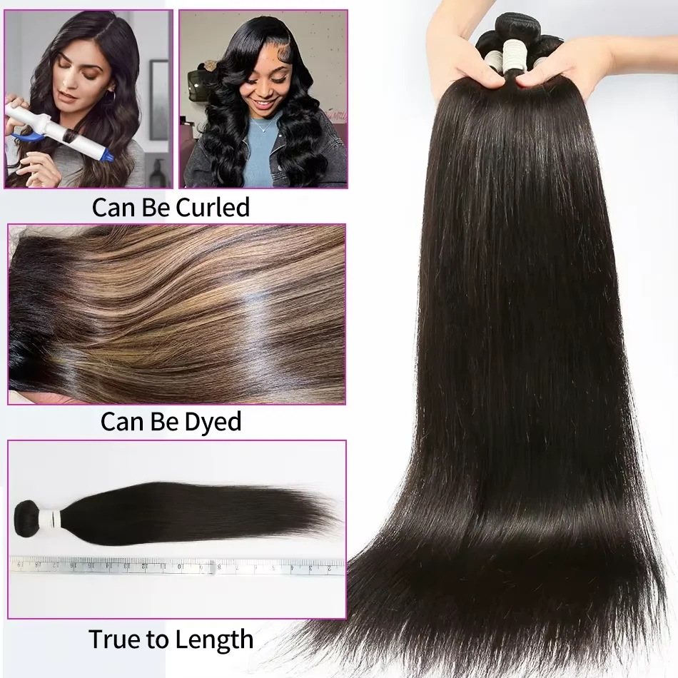 100% 인모 브라질리언 본 스트레이트 버진 미가공 3 4 묶음 12A 헤어 내추럴 컬러 레미 생모 더블 위브 도매