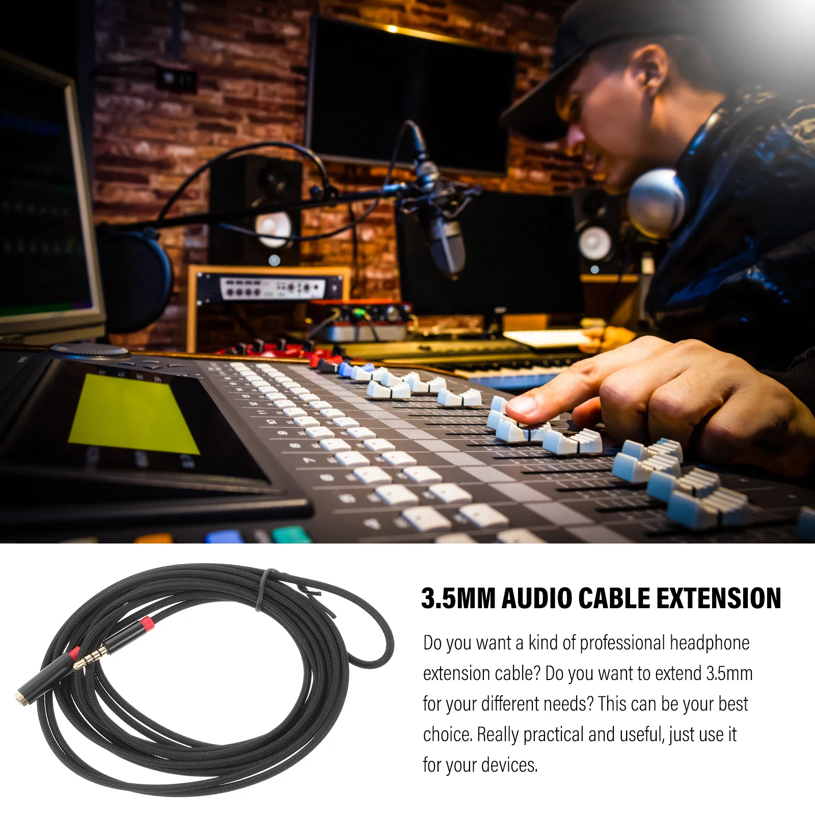 

3.5Mm Audio Cable Male To Female Stereo Extension For Microphone Mixer Amplifier Ktv Stage Professional Use
