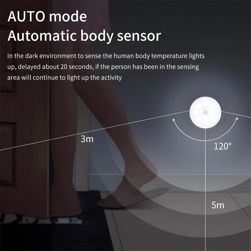 LED Intelligent Human Induction Night Lamp PIR Motion Sensor Lights ricarica USB illuminazione automatica di emergenza lampada da comodino per la