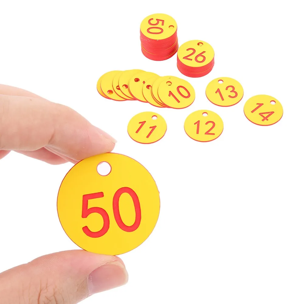 50Pcs ABS Numbered Tag Labels Small Hole Design Bright Colors Beekeeping Identification Tags Durable Numbered 1-50