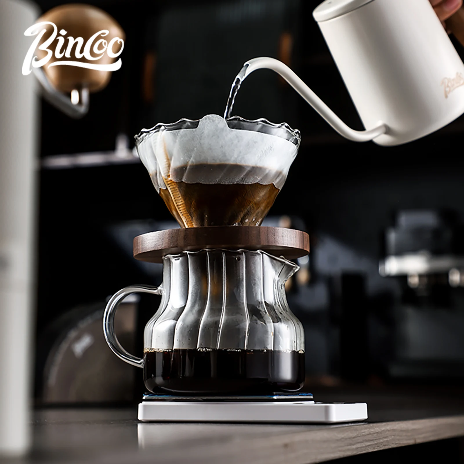 

Bincoo Reusable Glass Filter and Shared Pot Hand Brewing Coffee Set Home and Outdoor V01 V02 3-Piece Drip Filter Barista Tools