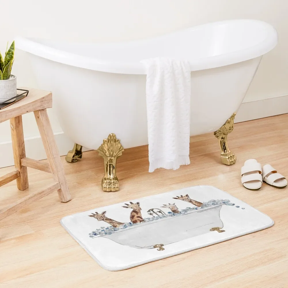 

Giraffes in a Tub Bath Mat Floor Toilet Baths Bathroom Anti-Slip Carpet Toilet Carpet Mat