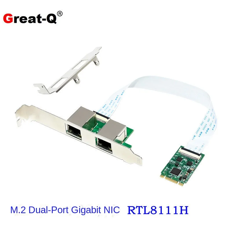 NGFF KEY B+M Industrial Dual Port Gigabit Ethernet Industrial Control Network Card FPC Desktop RTL8111H