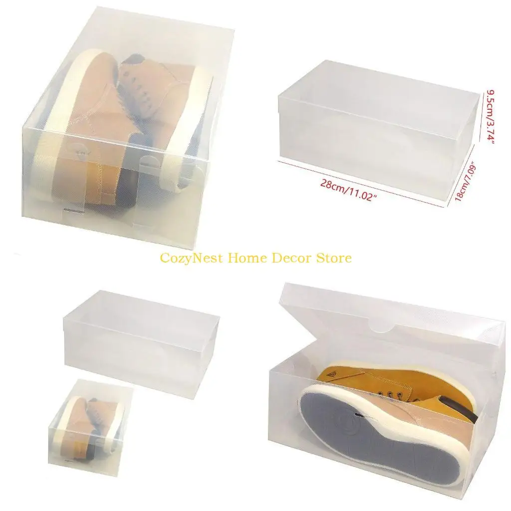 

92MF Clear Plastic Foldable Shoe Box Sneaker Storage Box Under Bed Shoe Containers