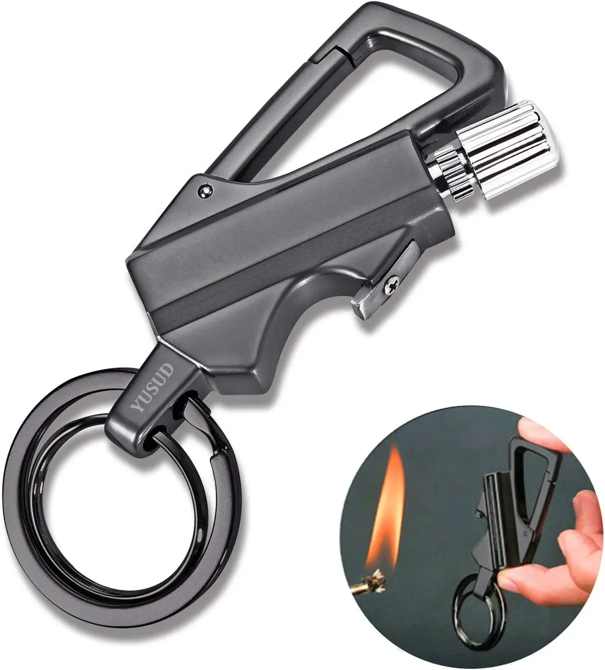 

Permanent Flint Fire Starter Keychain Lighter with Bottle Opener, Waterproof Survival Tool for Camping and Hiking