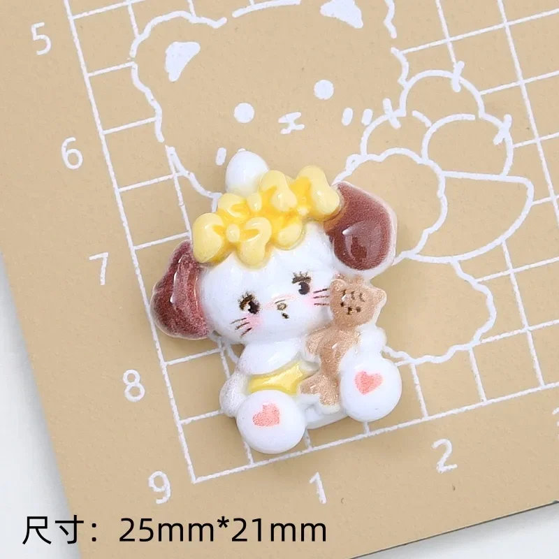 10Pcs Cartoon bow kitten, puppy series Flat Back Resin Cabochons Scrapbooking DIY Jewelry Craft Decoration Accessorie