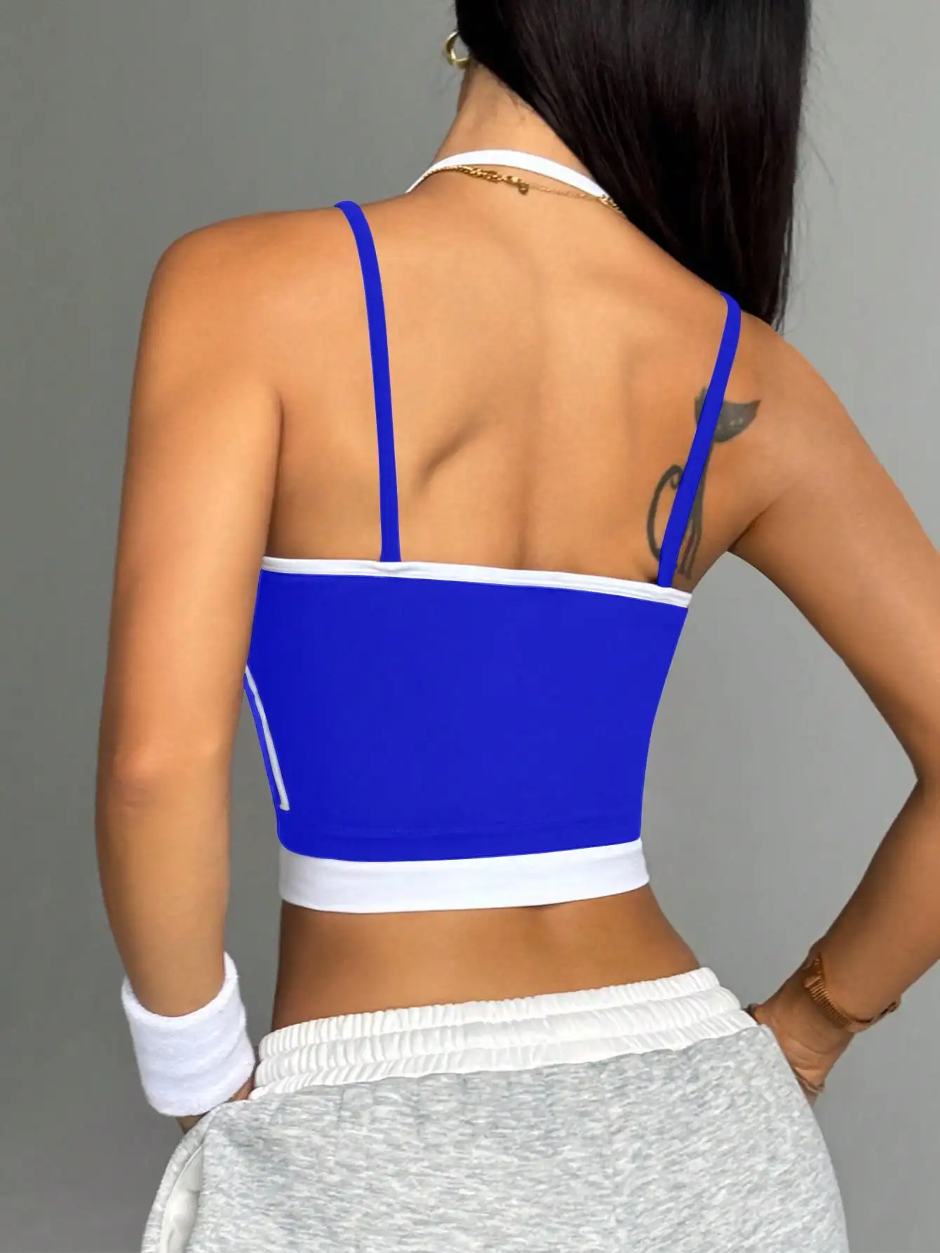 Farbblockierender, nicht aus Stahl gefertigter Ring, schöne Sportweste für Damen-Outdoor-Bekleidung, Fitness-Laufen, stoßdämpfende Raffung, s – Detail 21