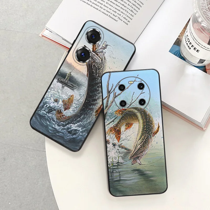 Matte Phone Case for Honor Play 6T 6C 9A X9 X8 X7 X6 X40 70 60 50 Lite 20 Magic4 Pro 30i 8X Carp Fishing Art Shockproof Cover