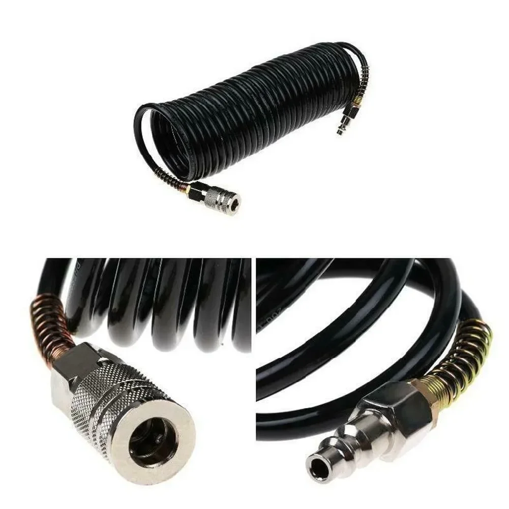 1/4 PE Flexible Compressor Air Hose Durable Practical Pneumatic Easy Apply Extension Inflating Coil Adapter Quick Coupler