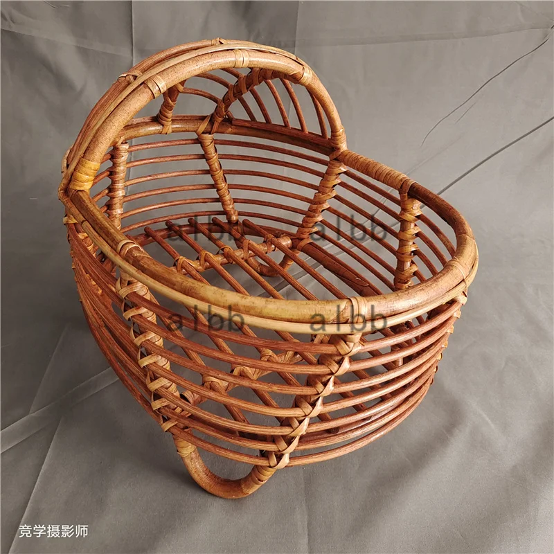 Newborn Photography Props Retro Rattan Basket Chair Infant Photo Prop Baby Girl Boy Posing Bed Backdrops Photography Accessories