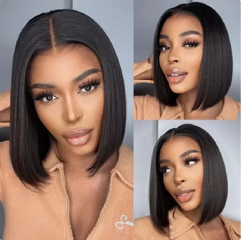 

2026 New 4x4 Lace Frontal Wig Bone Straight Short Bob Brazilian Preplucked Cheap Wigs for Women Hair Extensions