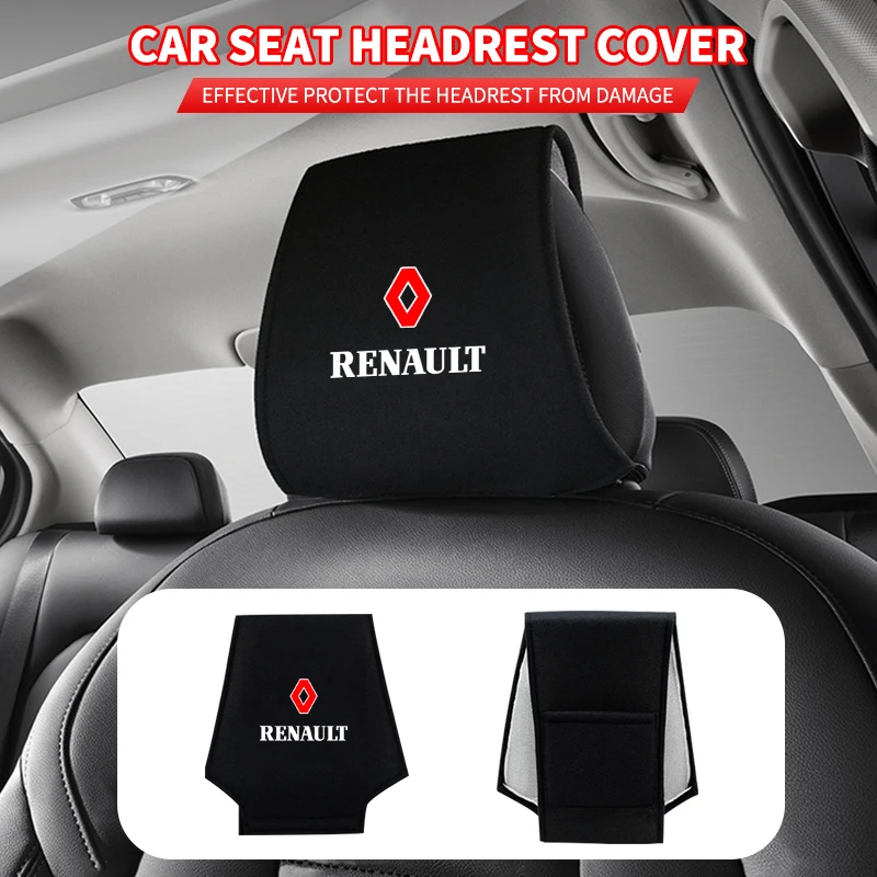 Car Logo Seat Backrest Headrest Cover Pillow Towel For Renault Clio Koleos Megane Espace QM6 Kadjar Captur Scenic Fluence Laguna