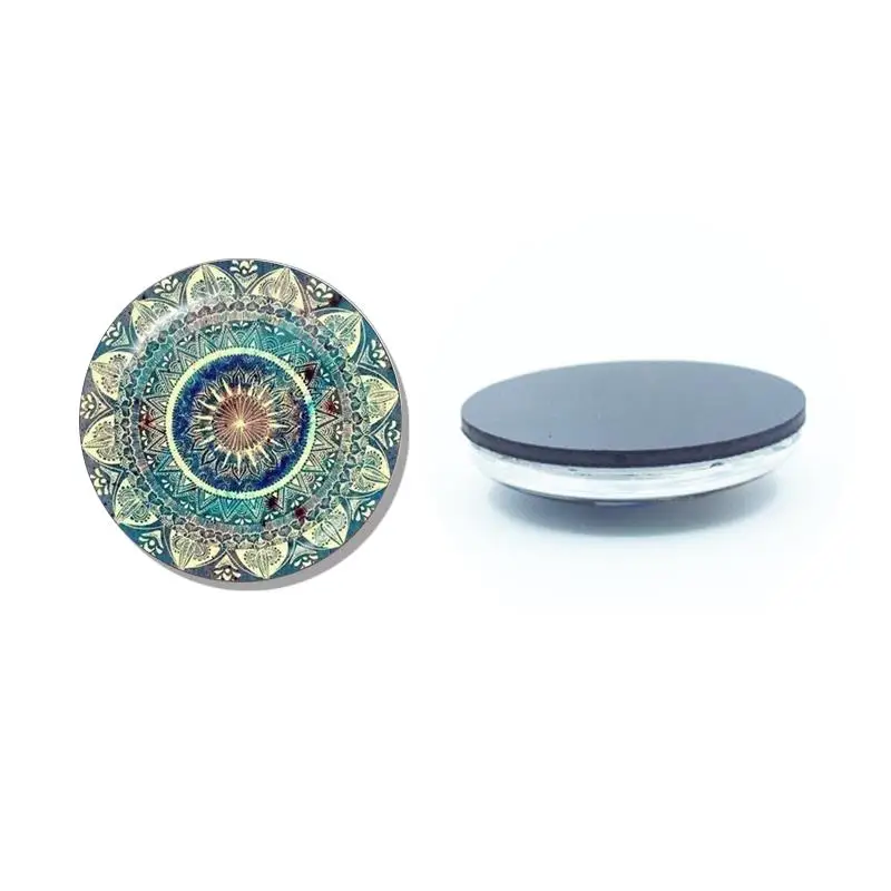 Mandala 30MM Glass Fridge Magnets Yoga Totem Crystal Magnetic Stickers Refrigerator Decoration Buddhism Home Decor