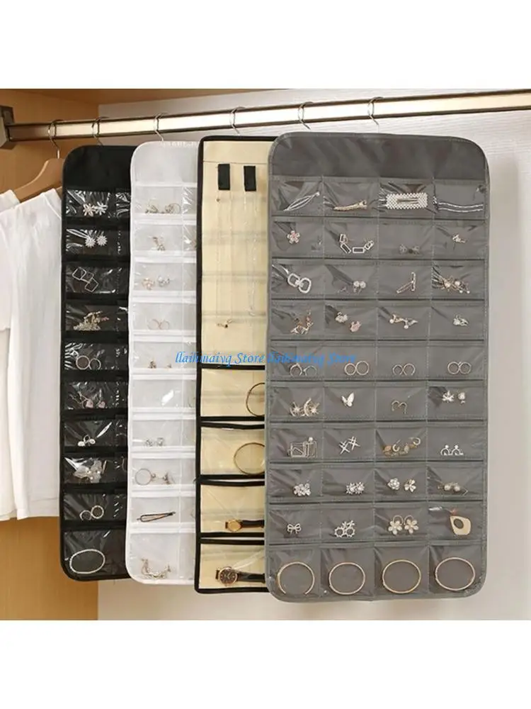 

573B Closet Jewelry Organizers Double Sided with Clear Pockets for Accessories
