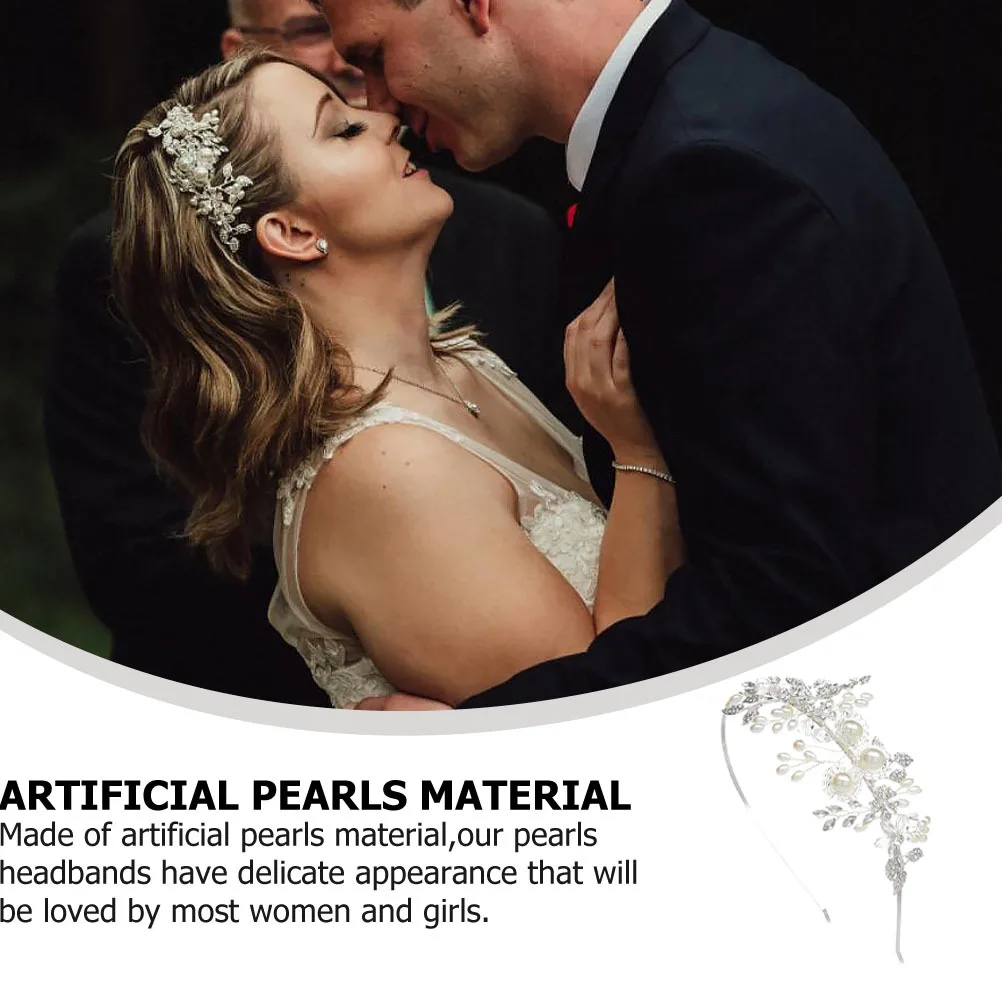 

Элегантная свадебная повязка на голову с жемчугом, искусственный жемчуг, свадебное украшение для волос, сверкающая повязка для волос невесты для вечеринок, банкетов, помолвок