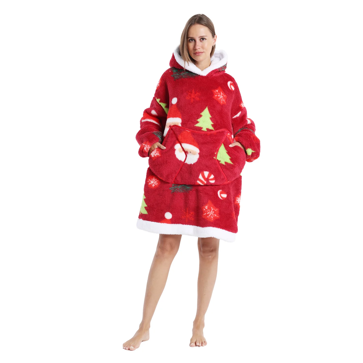 شتاء دافئ الصوف رقيق غامض بطانية هوديي سميكة يمكن ارتداؤها بطانية مقنعين بطانية للبالغين الرجال النساء هدايا عيد الميلاد #5