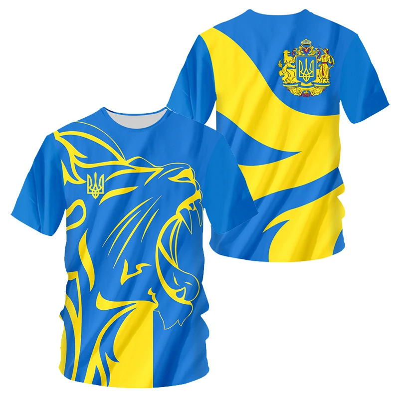 2022 Summer Ukrainian 3d Printed T Shirt Men\'s Ukrainian Flag Casual Wear Fashion Plus Size Football Jersey