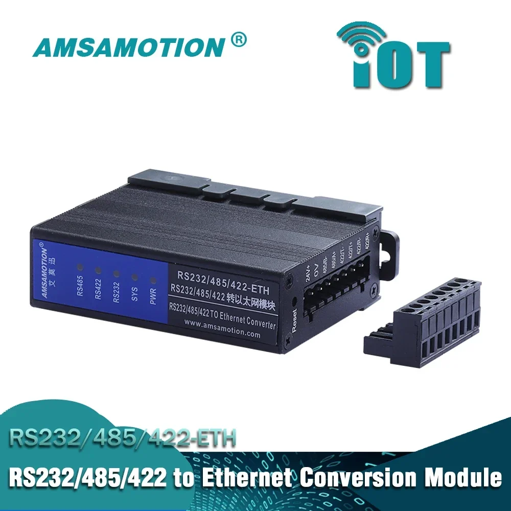 Din Rail RS232 RS485 RS422 to Ethernet Serial Server Module ETH Converter IOT 232-485-422-ETH Signal RTU to Modbus TCP Network