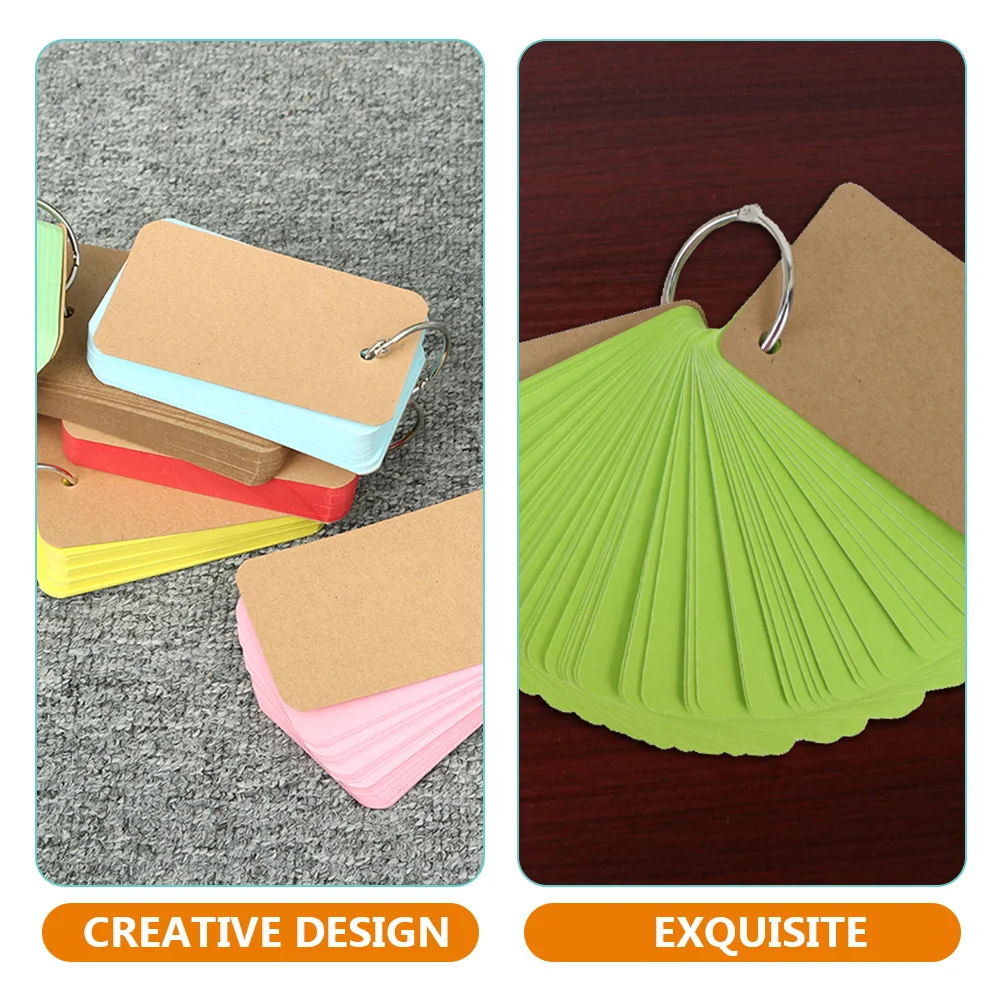 5 Books Notebook Colored Cards Iron Ring Notepad The Blank Words Index Flash with Binder Kraft Paper