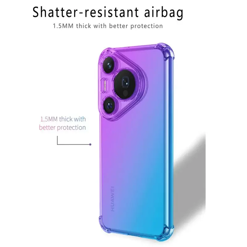 Gradient Airbag TPU Case for Huawei Pura 70 Pro P70 Ultra Protective Shockproof Cover Fundas Coque Capa