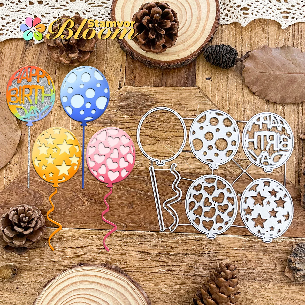 Originele mooie bubbels liefde sterren GELUKKIGE VERJAARDAG ballonnen metalen stansmessen scrapbooking decoratieve embossing