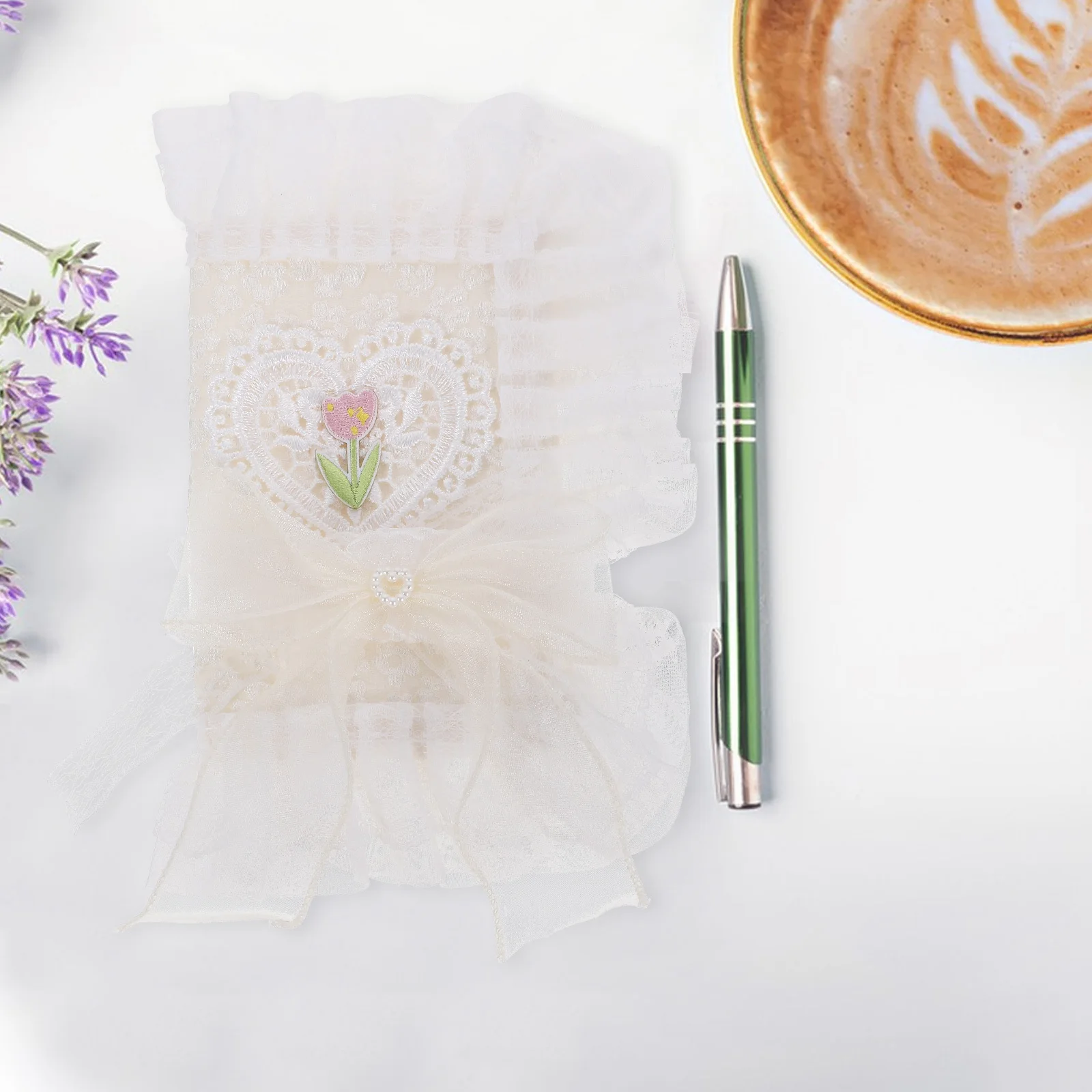 レースブックカバー 洗える生地スリーブ 装飾的な手作り保護ブックカバー 軽量ノートブック教科書プロテクター