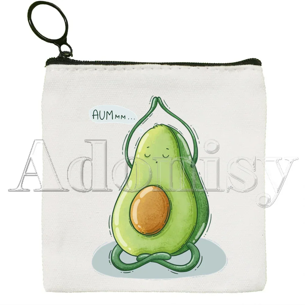 Vegan Avocado Small Square Bag Coin Purse Storage Small Card Key Coin Clutch Zipper Key Bag