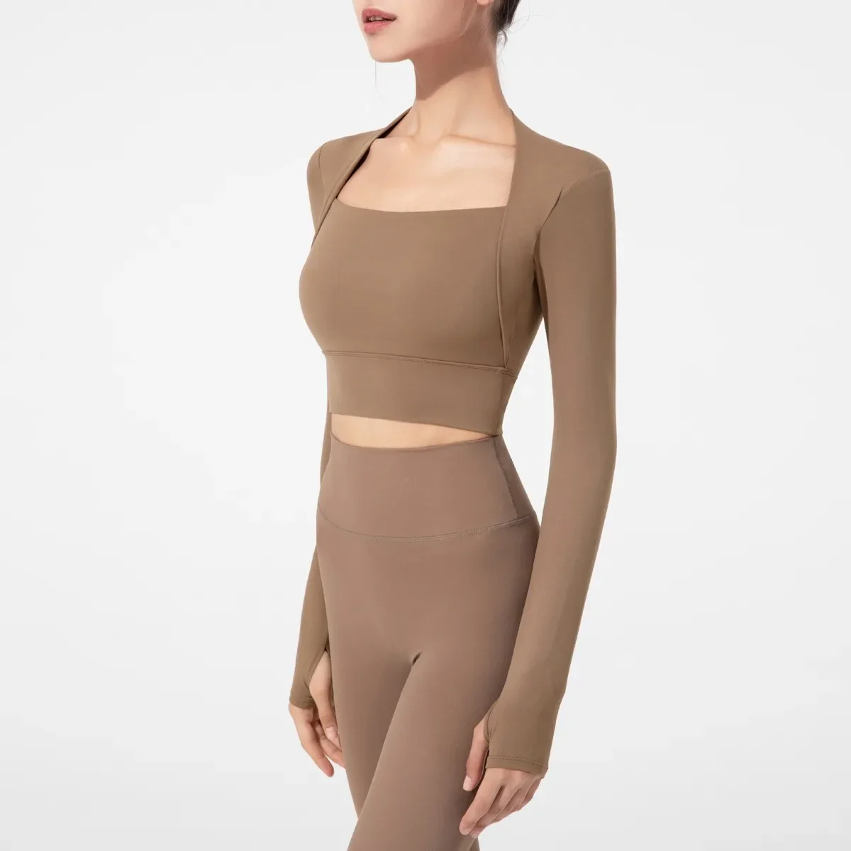 Women's Sexy Quick-Drying Yoga Clothes Fitness Running Suit Waist Slimming Casual Sports with Breast Pads Yoga Shirts