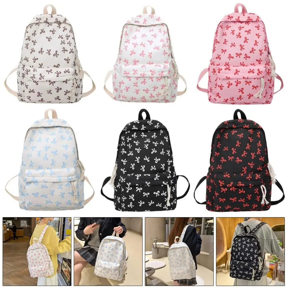 

1 шт. Новая легкая сумка-рюкзак с бантом, вместительная нейлоновая сумка через плечо для подростков, милая сумка для хранения для девочек